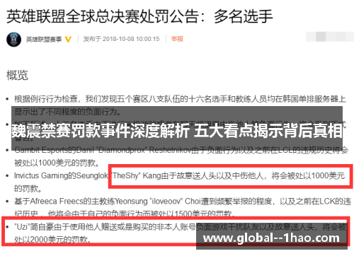 魏震禁赛罚款事件深度解析 五大看点揭示背后真相